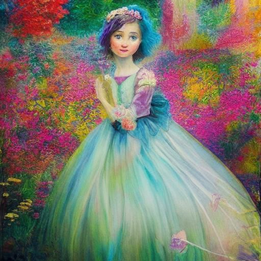 Girl Steps Out of Painting: Whimsical Gouache Illustration