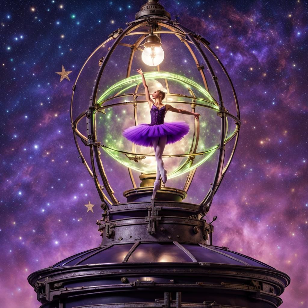 Steampunk Ballerina Pirouette on Steampunk Lantern