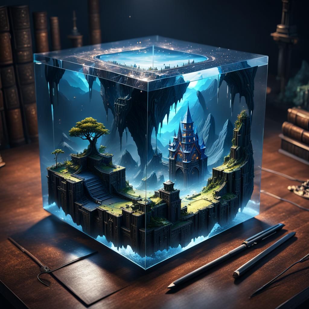 Fantastical World in Cube: Detailed Matte Painting