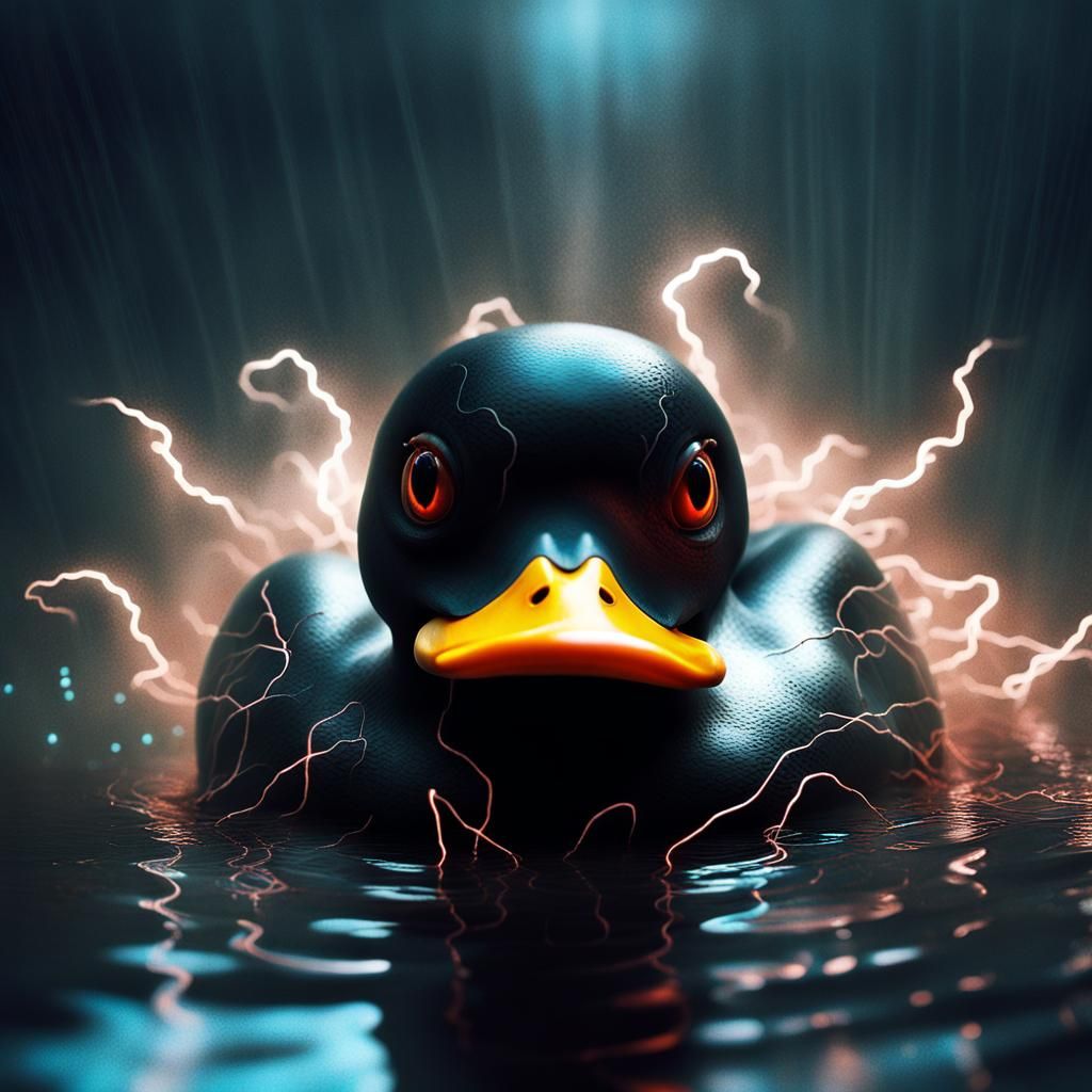 Demonic Rubber Duck Portrait in Dark Fantasy Style