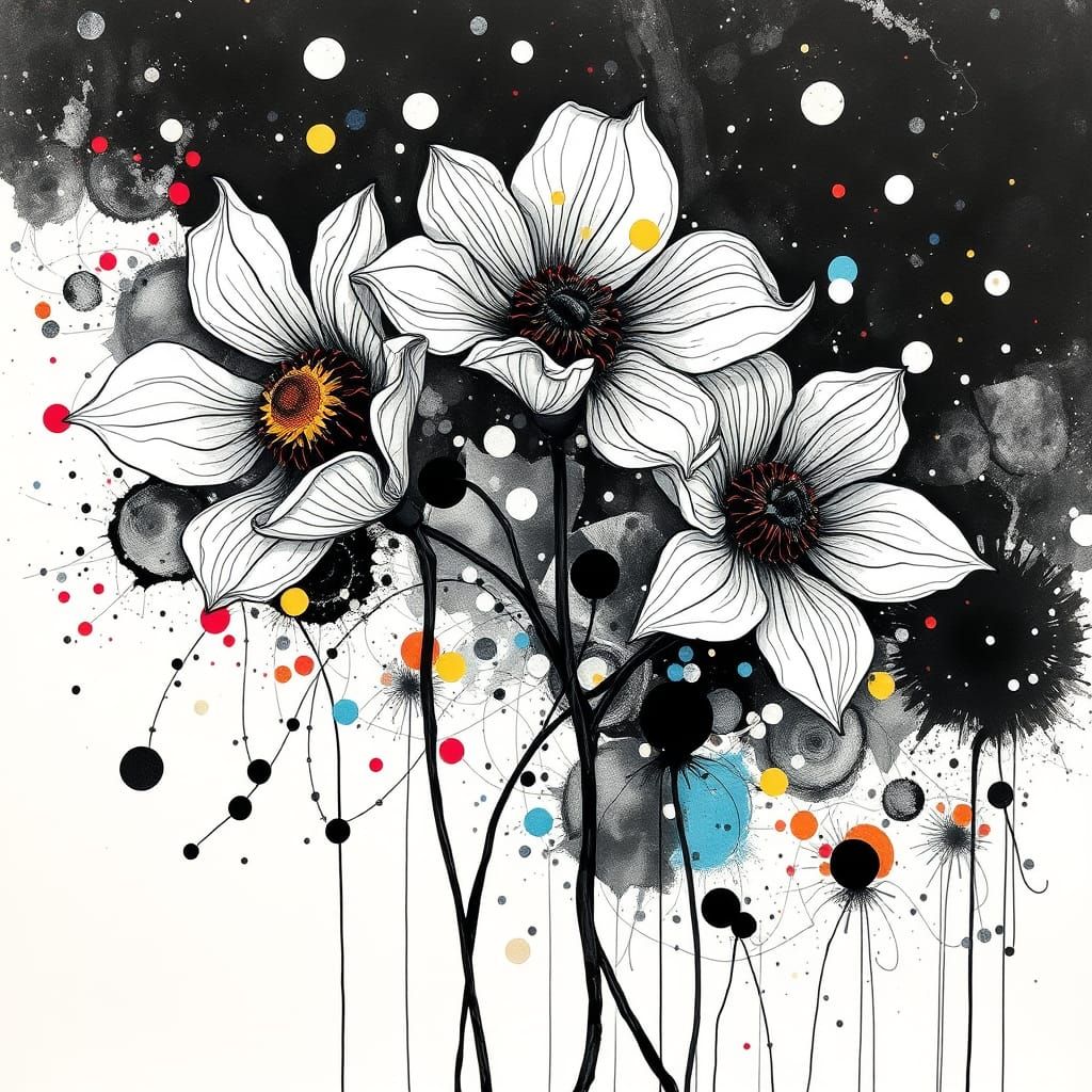 Surrealistic Ink Abstractions in Black and White