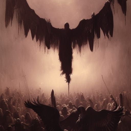 Ethereal Spirit Encompassed by a Murder of Crows