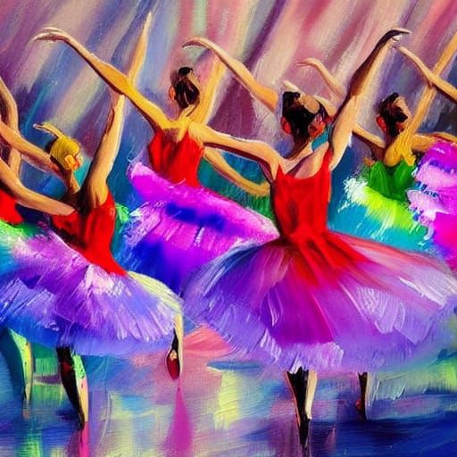 Ballet Dance Company in Vibrant Oil Painting Style