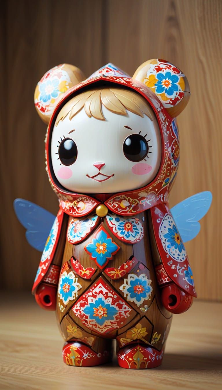 Epic Woodgrain Fairy Portrait in Cyberpunk Style