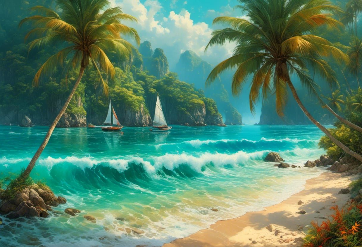 Andaman Sea Coastline in Moebius Style