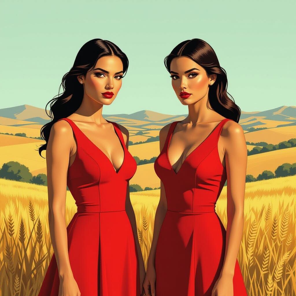 Identical Twins United by Ideology in Graphic Novel Style