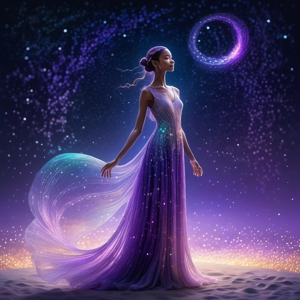 Ethereal Lady in Fiber Optic Dress