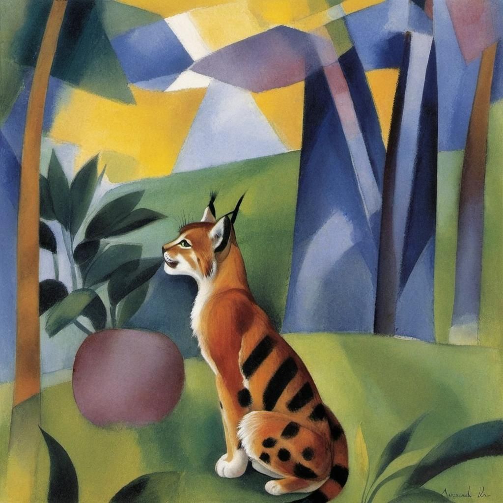 Lynx Cub Peeking Out of Den: Renaissance and Expressionism