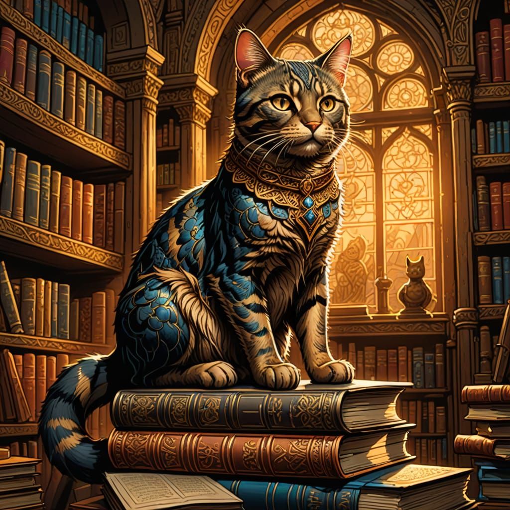 Intricately Detailed Cat in Comic Art Style