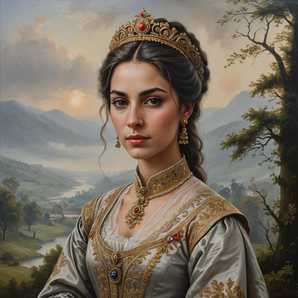 Queen Tamar of Georgia: Realistic Oil Painting Portrait