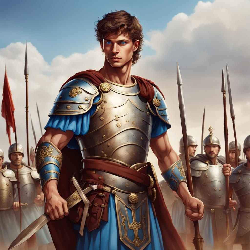 Young Roman General on Battlefield