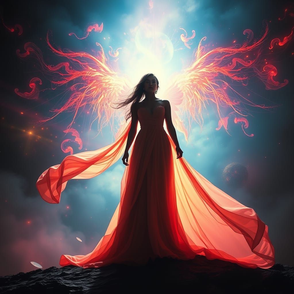 Majestic Woman in Flowing Gown: Cinematic Digital Art