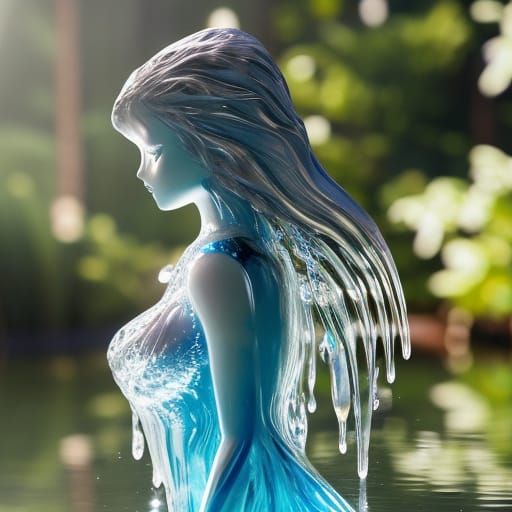 Water Elemental Girl: Hyperdetailed Digital Art