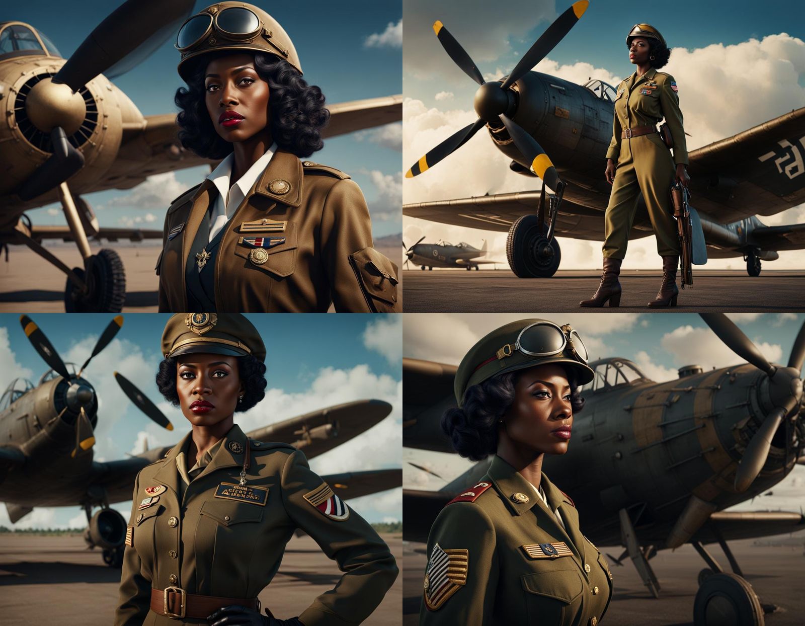 WWII Pilot at Airbase: Detailed Matte Painting