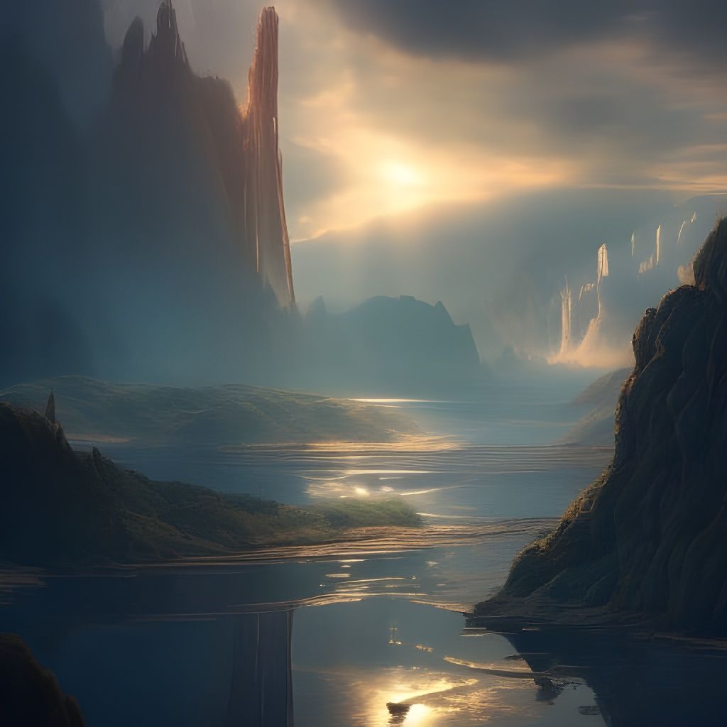 Epic Distant Sun Digital Matte Painting