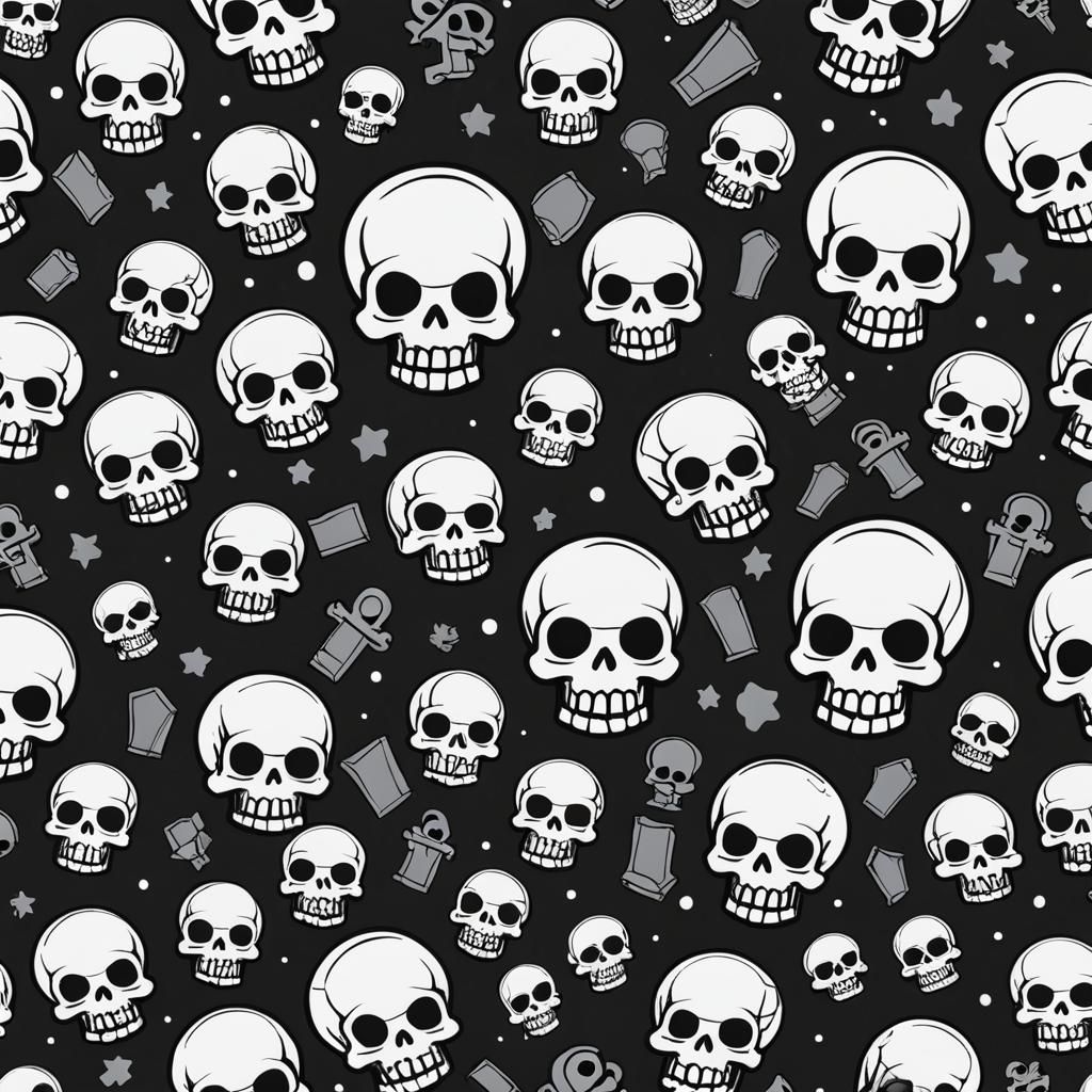 Chibi Skull in Graveyard Background
