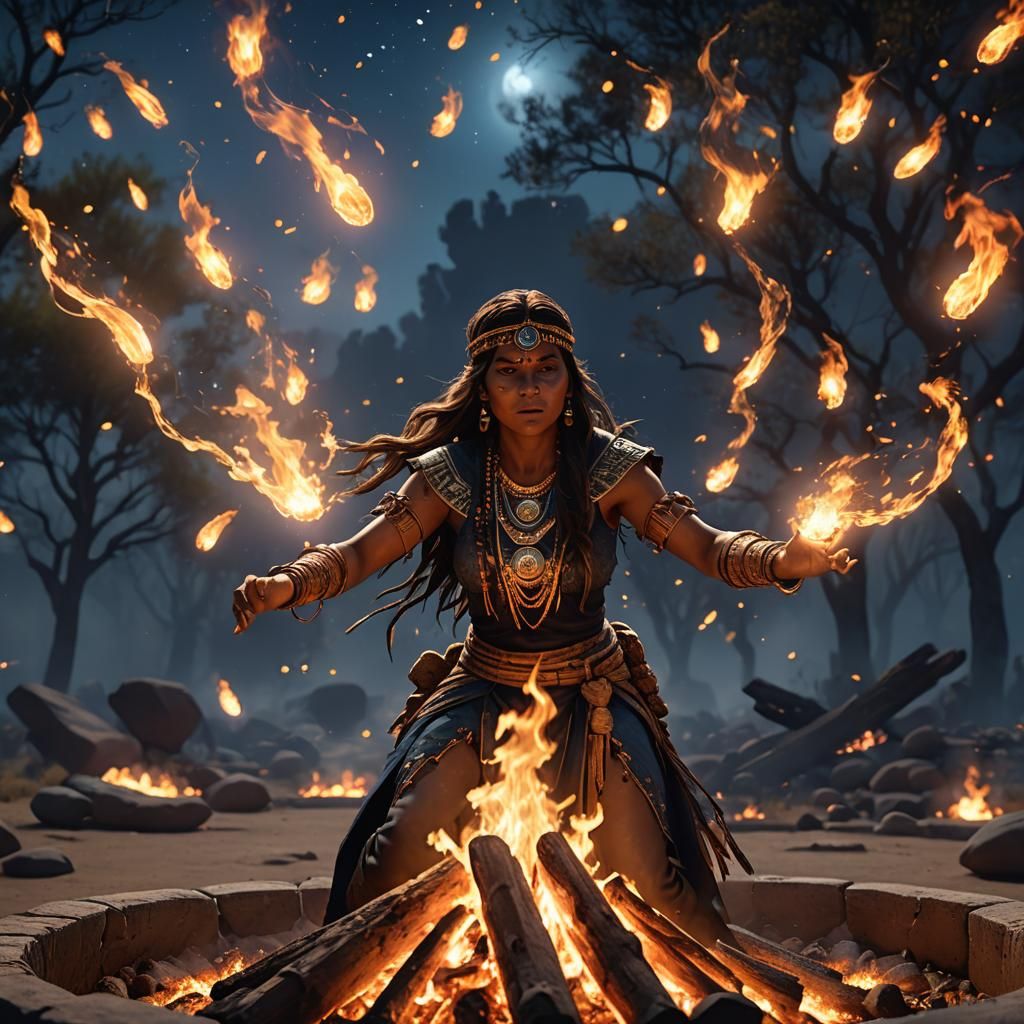 Mojave Woman Summons Spirit: Epic 3D Game Cinematic