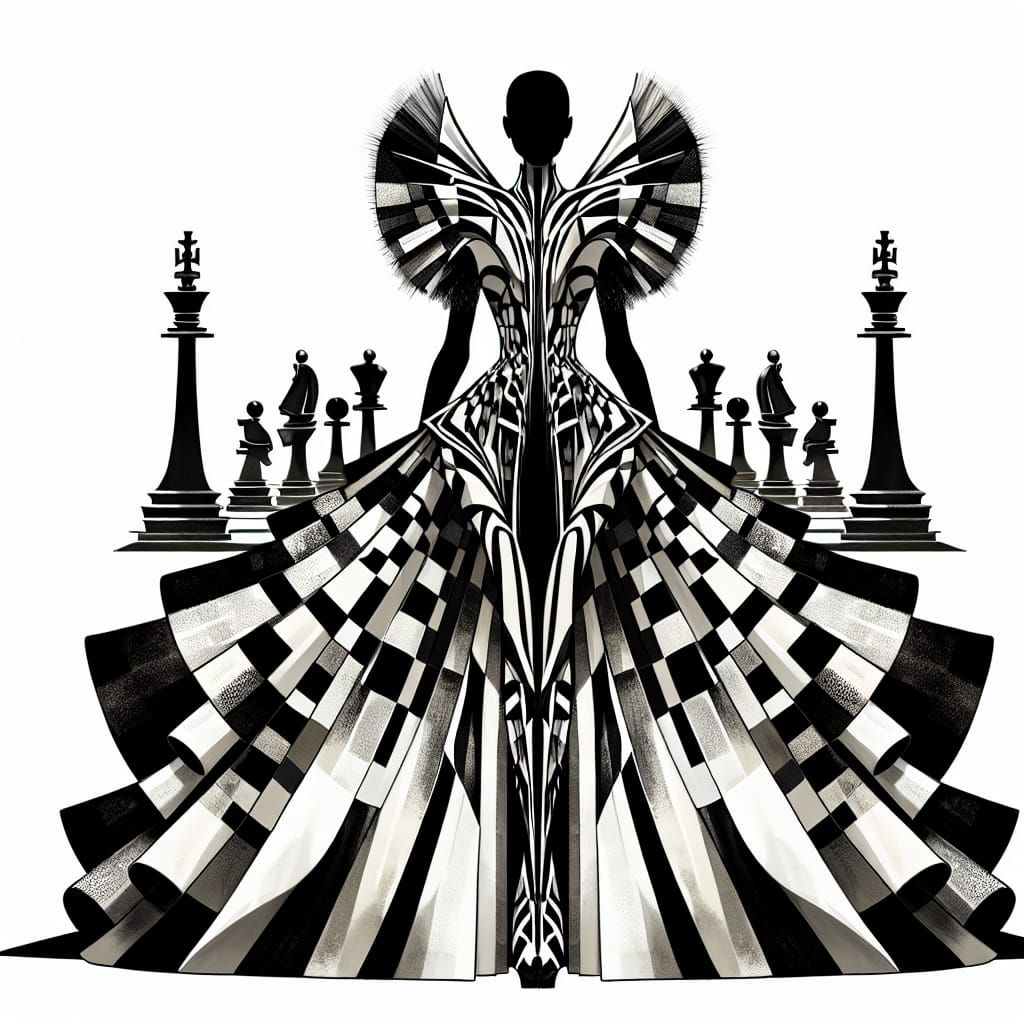 Avant-Garde Fashion Queen in Futuristic Haute Couture