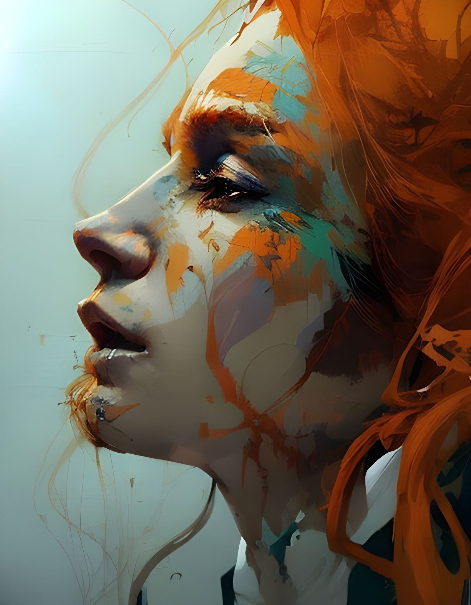 Red-Haired Witch Portrait in Speedpainting Style