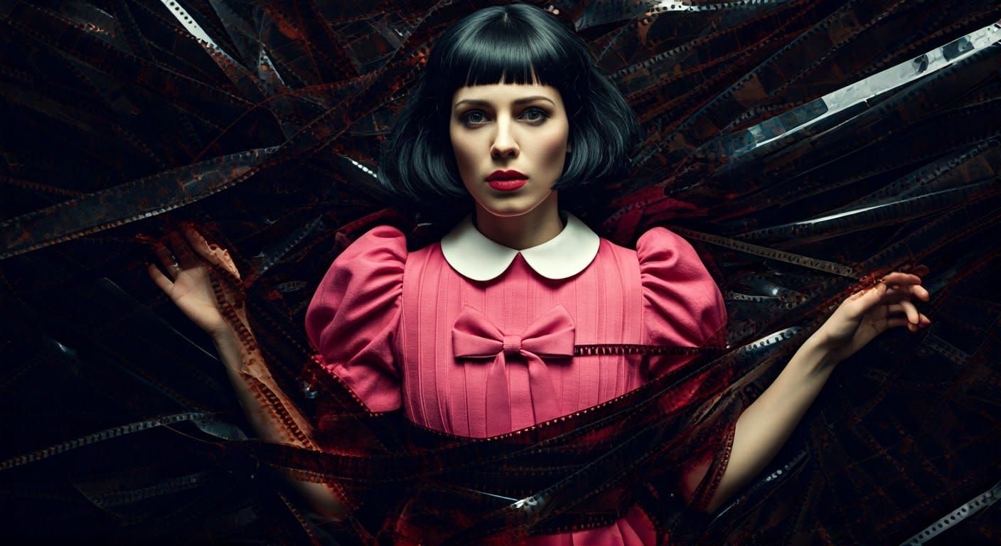 Woman Drowning in 16mm Film: A Cinematic Still