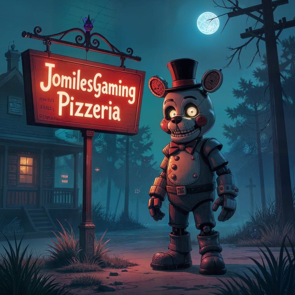 Bonnie from Fnaf with Pizzeria Name, Sinister Art