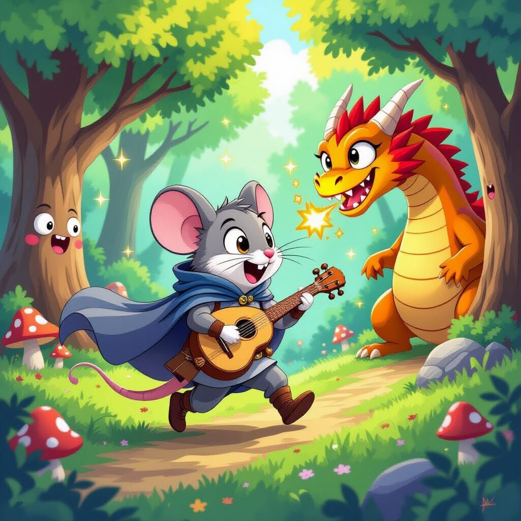 Finn the Mouse's Cartoon Adventure in Anime Style