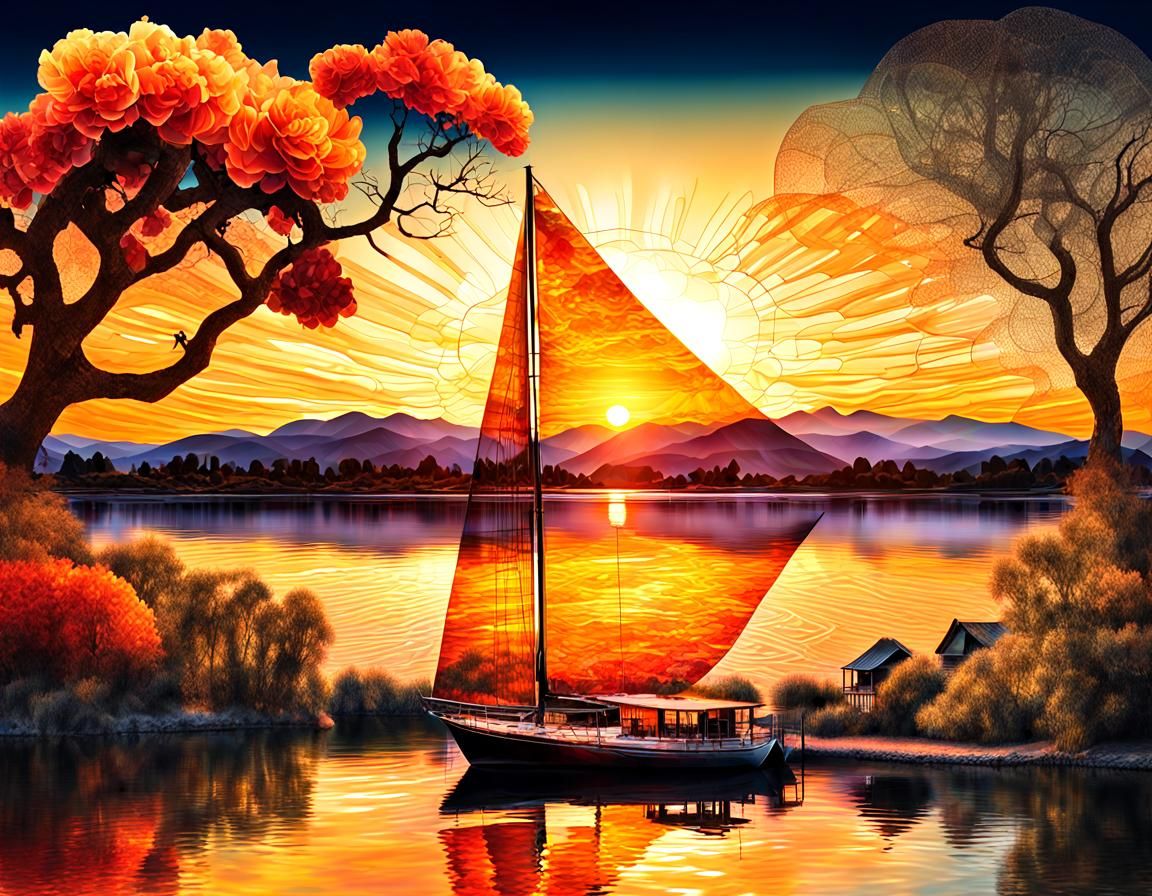 Flamenco Dancer Sunset Double Exposure Art