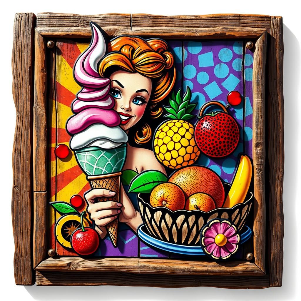 Pop Art Pin-Up Ad with Ice Cream