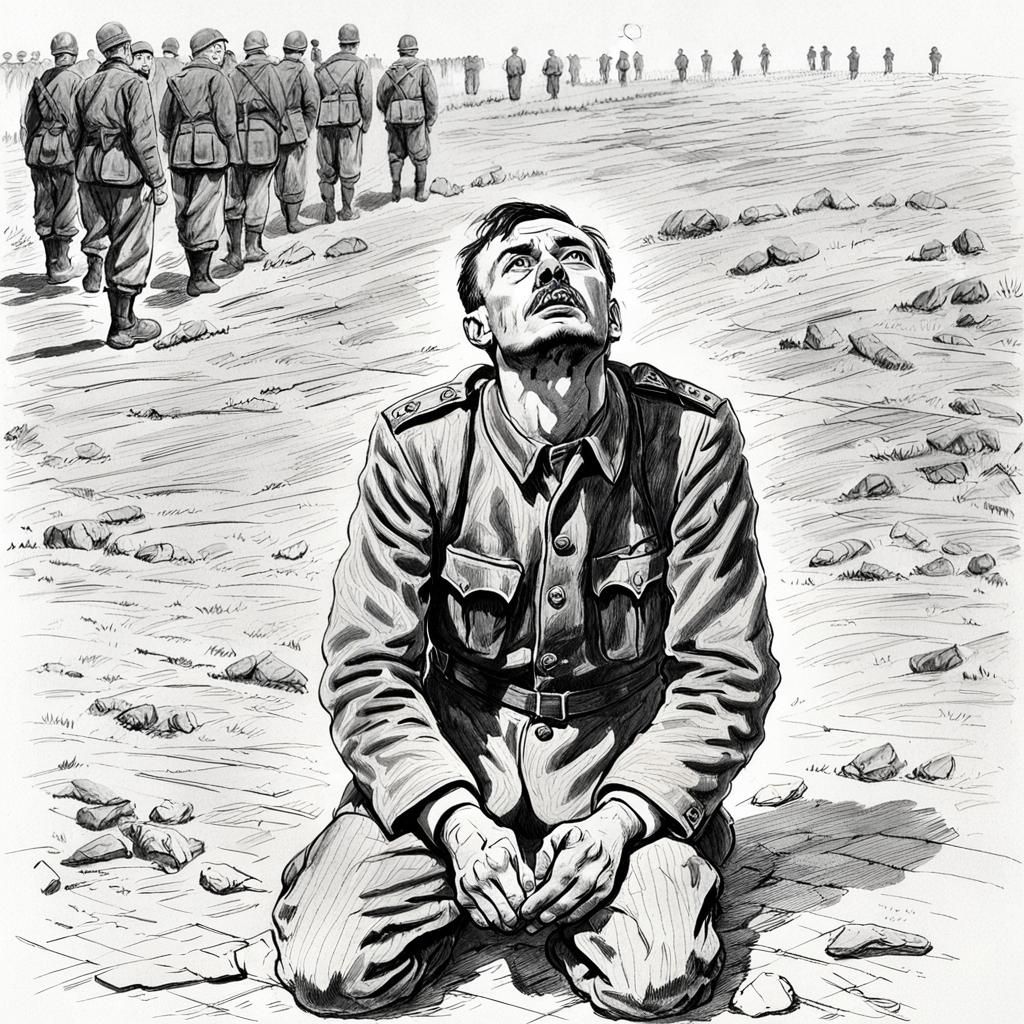 Red Army Prisoner in World War 2: Pencil Sketch