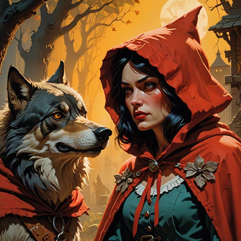 Red Riding Hood and the Wolf: Frazetta Style