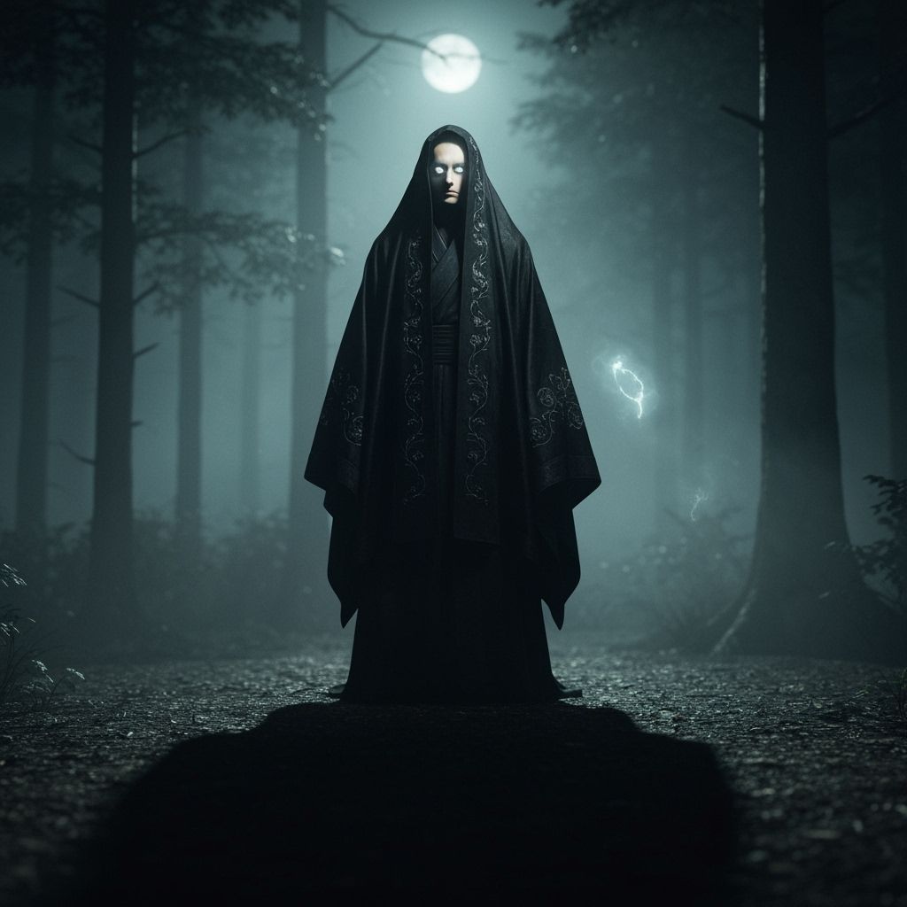 Mystical Figure in Black Robes, Digital Art