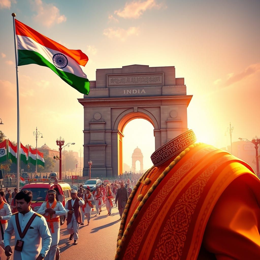 Vibrant Morning Light Illuminates India's Republic Day Parad...
