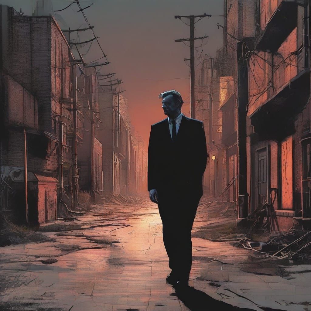 Haunting Industrial Landscape in Comic Book Art Style