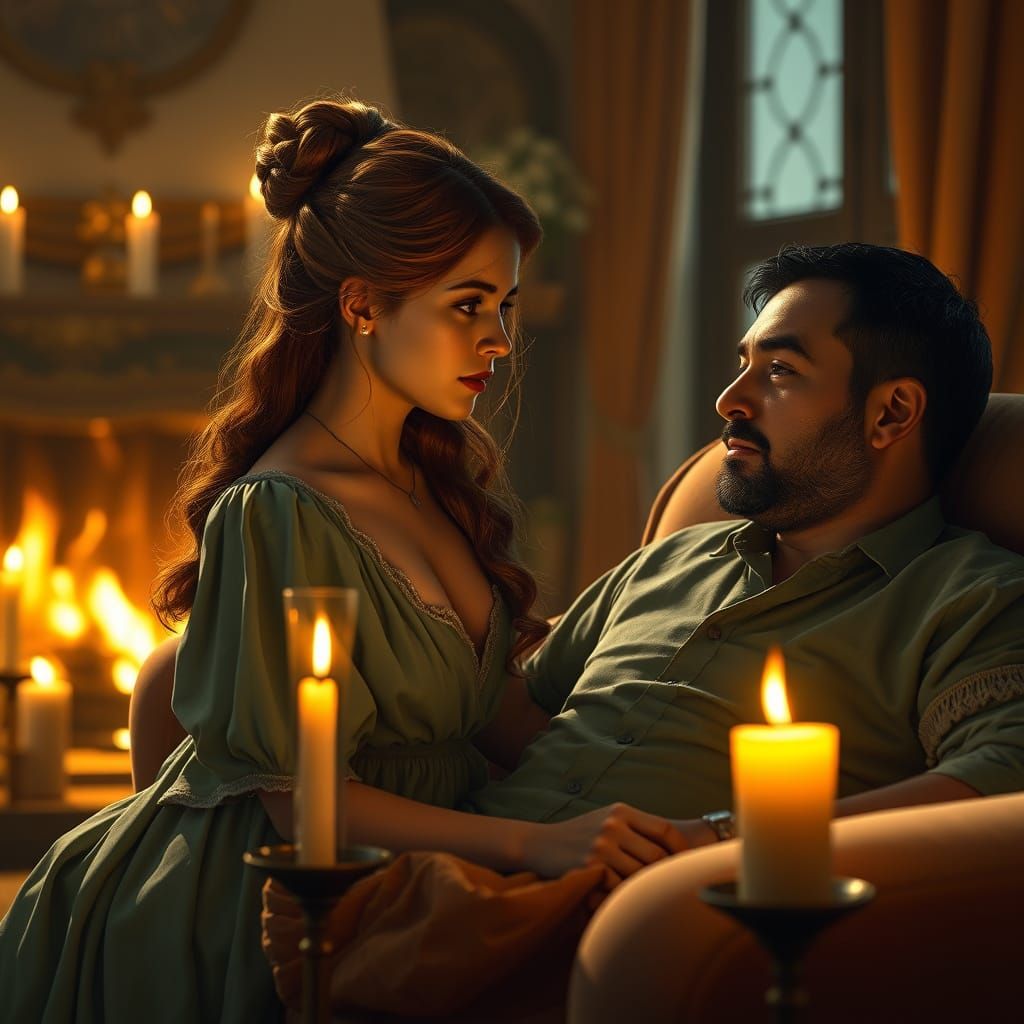 Enchanted Candlelit Moment in Whimsical Fantasy Style
