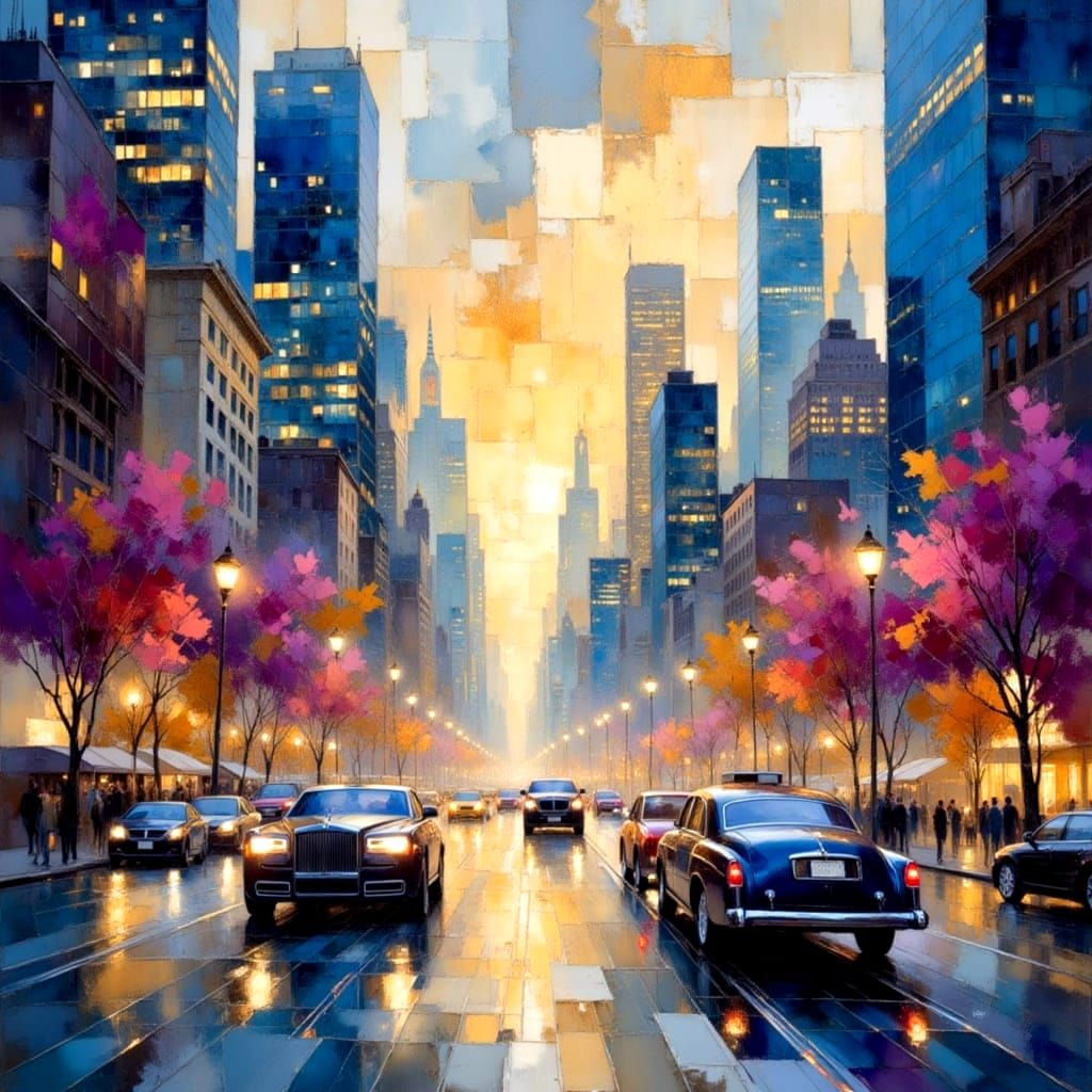Ethereal Impressionistic New York Cityscape in Watercolor St...