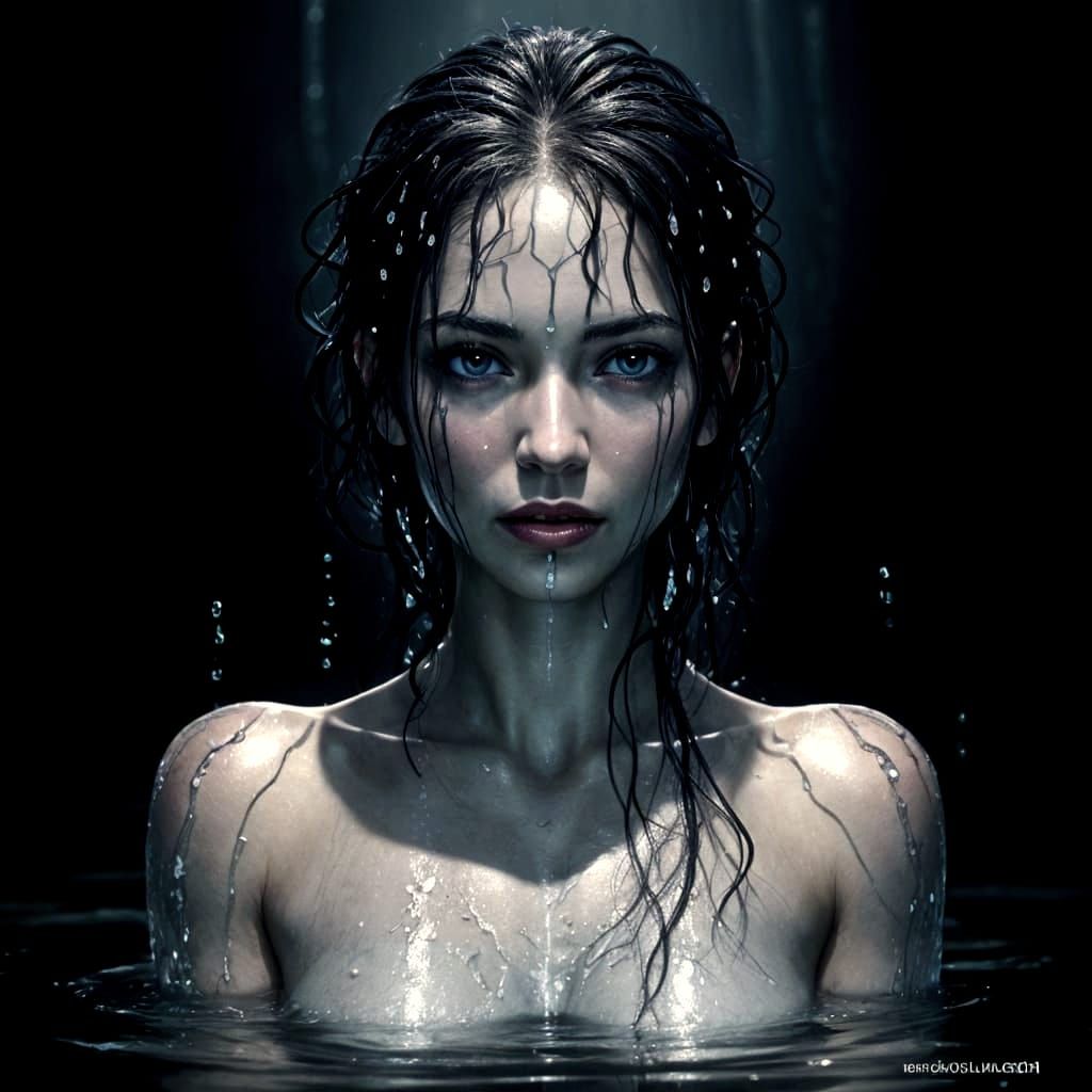 Wet Skin: Dripping Water Close-Up