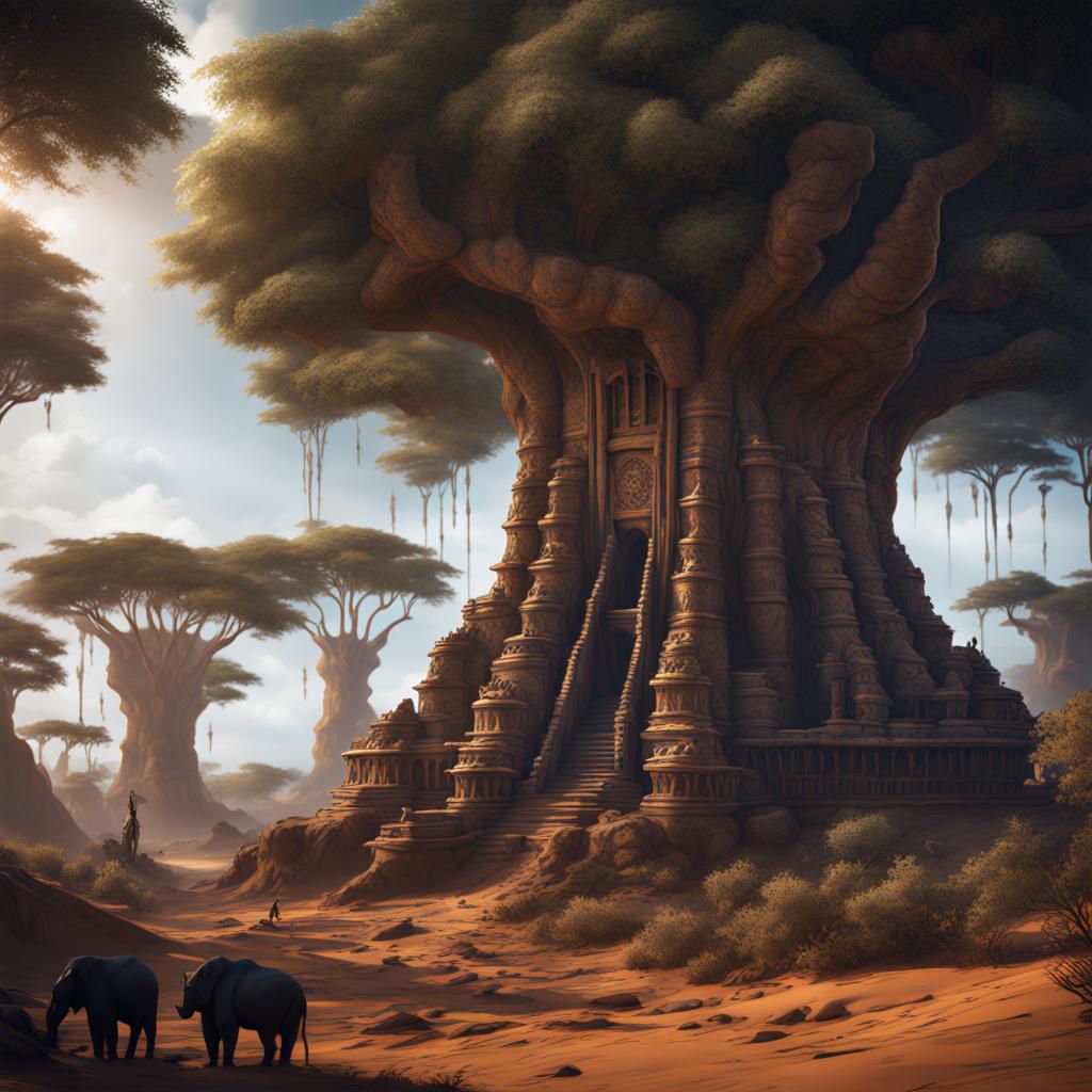 Fantastical Detailed Matte Painting of Africa