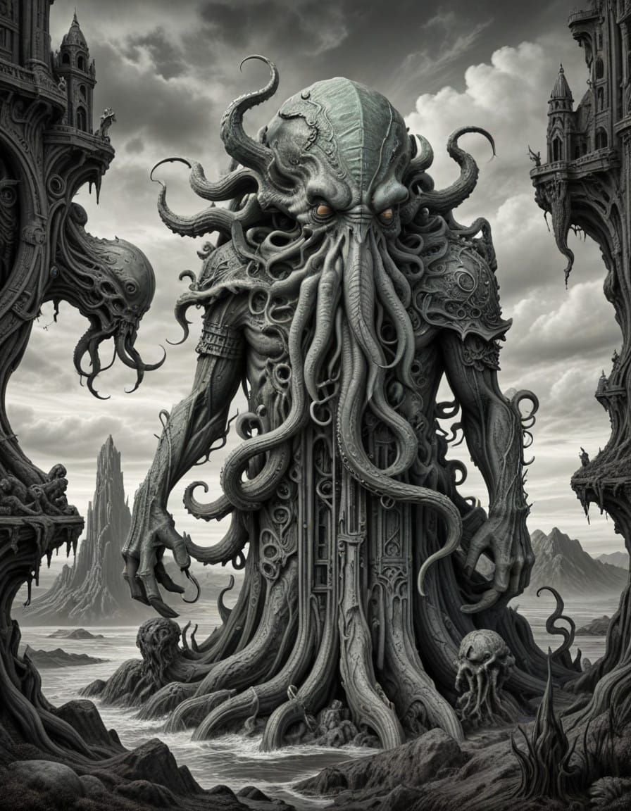 Surreal Digital Drawing of a Self-Aware Machine Hybrid amids...