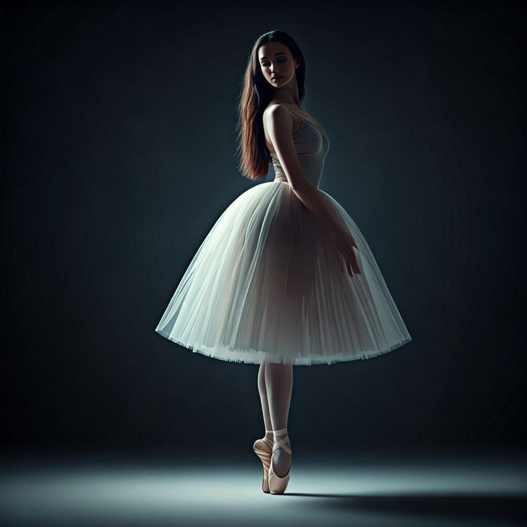 Ethereal Ballerina in Translucent Tutu: A Vision of Light