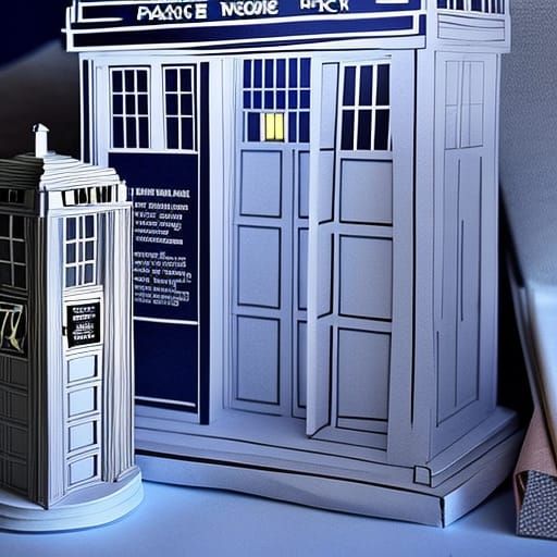 Hyperrealistic Paper Sculpture of Doctor Who's TARDIS