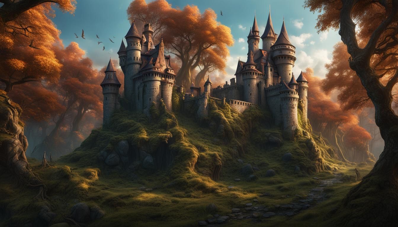 Small Castle in Woods: Fantasy Concept Art