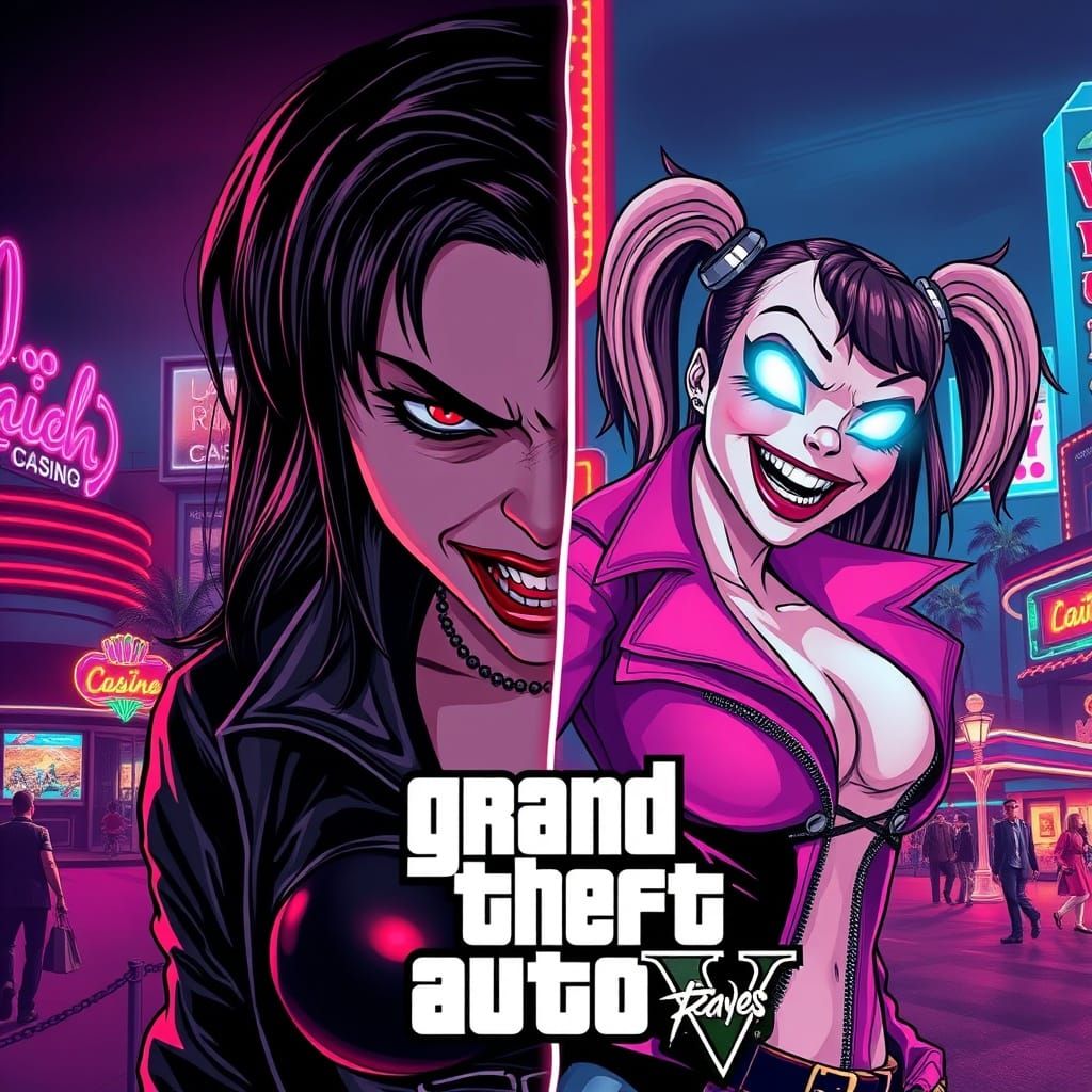 Sinister & Playful Vampires in GTA 5 Style Cover Art