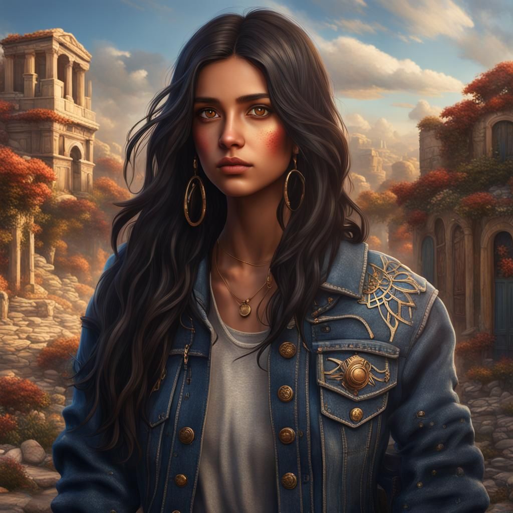 Greek Teenager in Jean Jacket: Fantasy Art