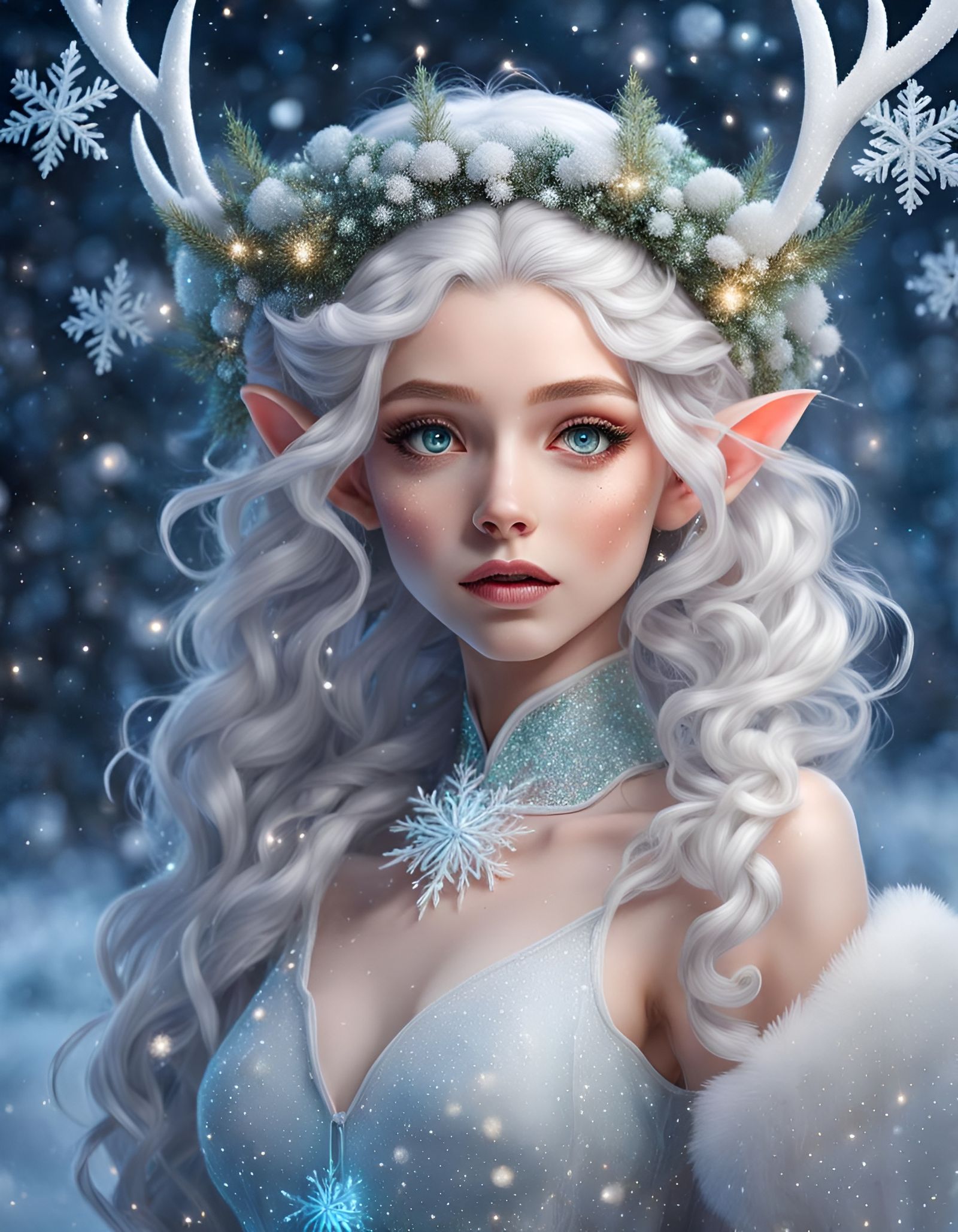 Enchanting Elf Girl in Winter Wonderland