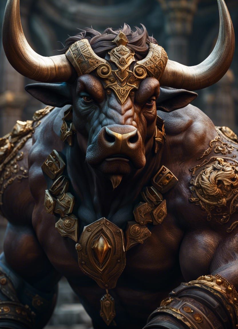 Detailed Photorealistic Minotaur Concept Art