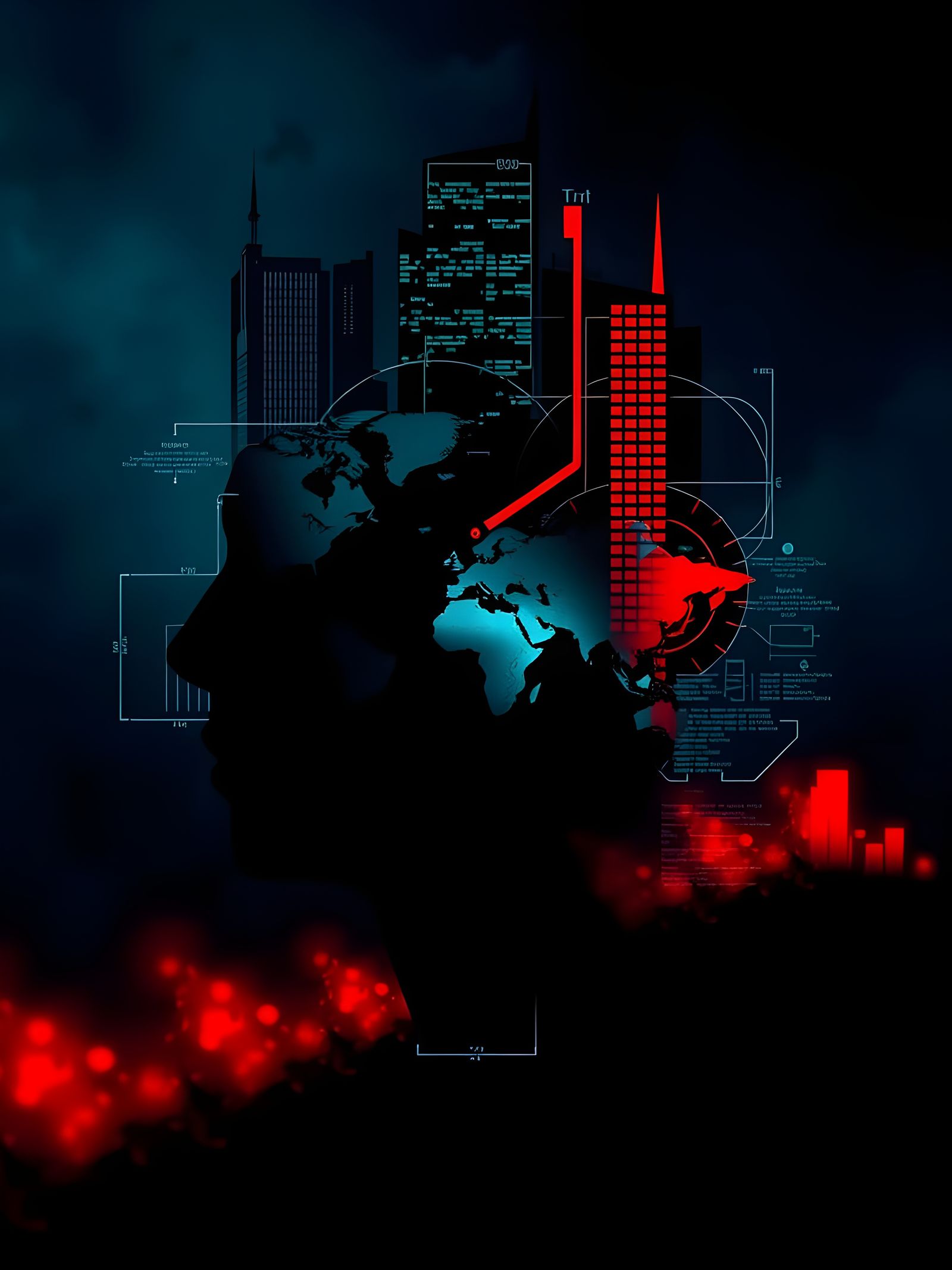 AI Art: Mind Power Silhouette with Digital Interference