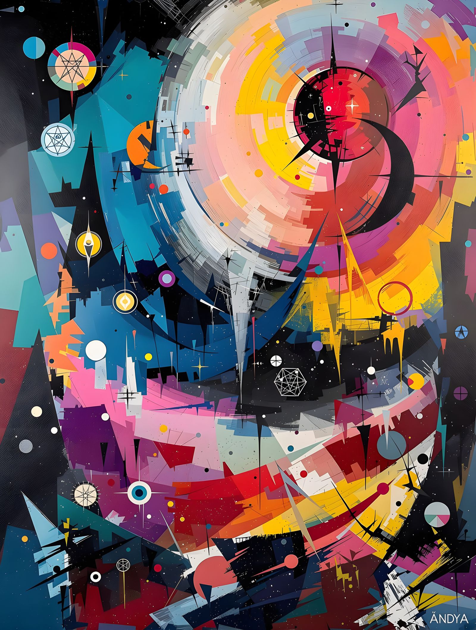 Abstract Expressionist Landscape of Colliding Realities