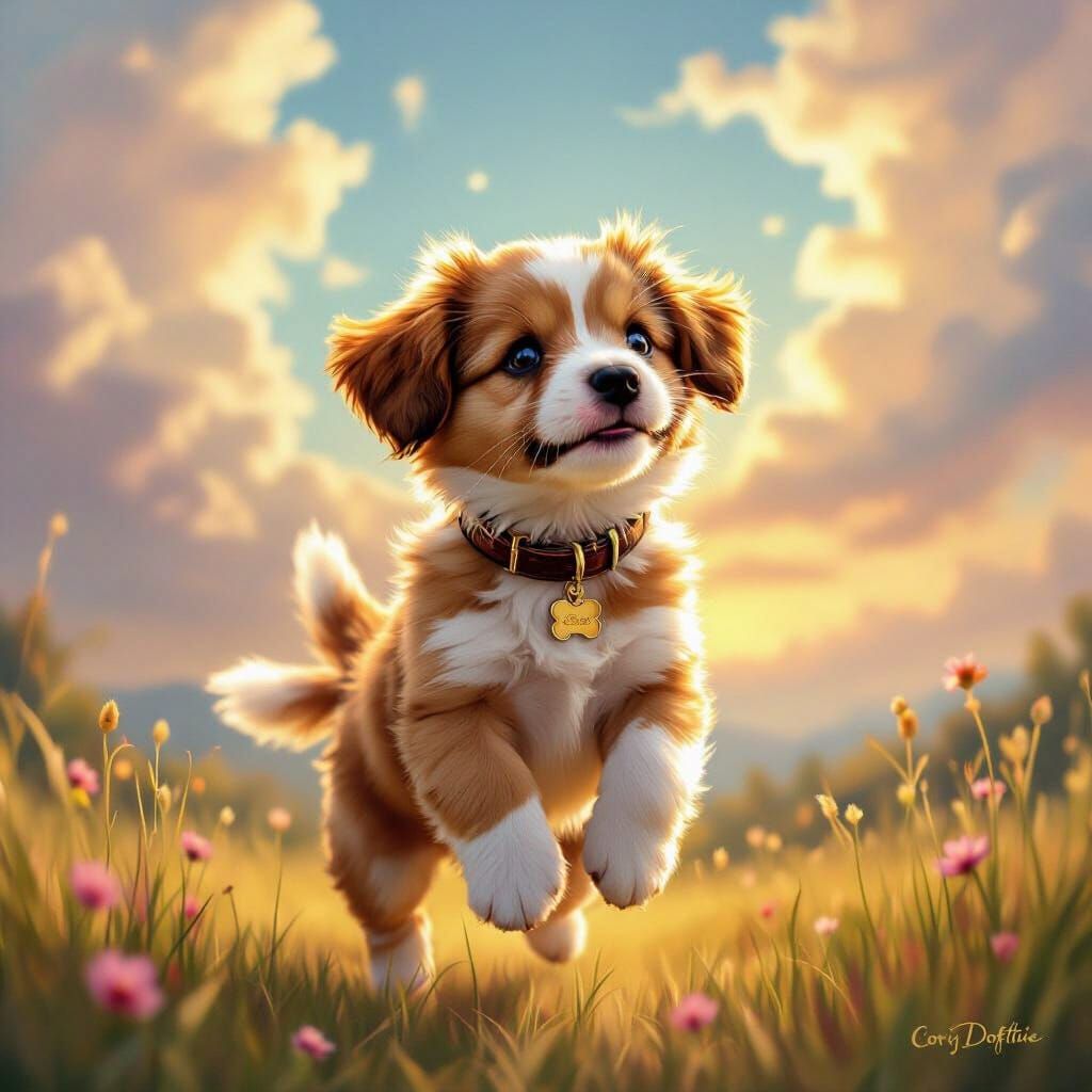 Idyllic Puppy Portrait in Dreamy Lighting