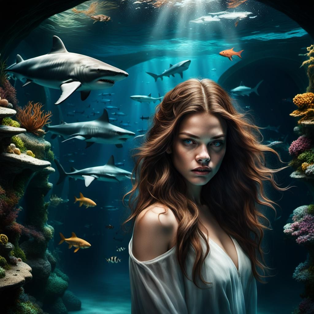 Barbara Palvin in Aquarium Tunnel, Atmospheric Photo