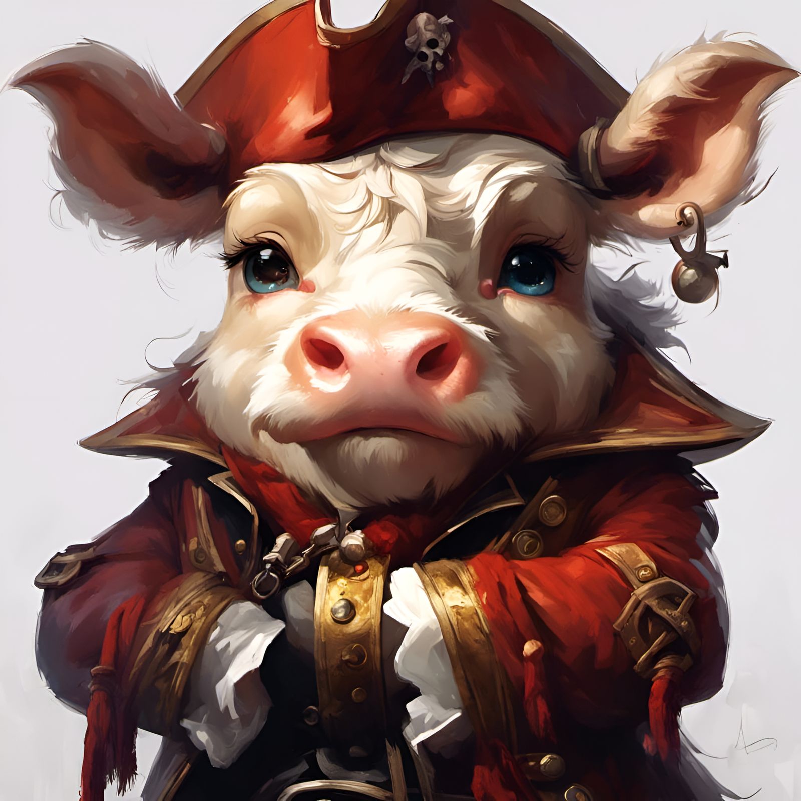 Chibi Cow Pirate in Detailed Digital Art
